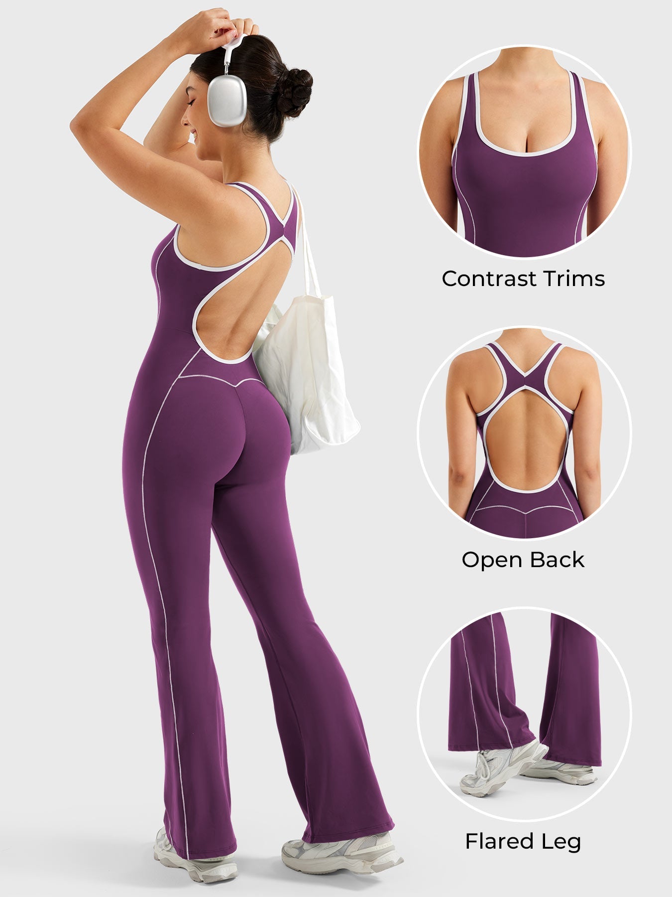 Yeoreo Antonia Contrast Trim Flared Jumpsuit