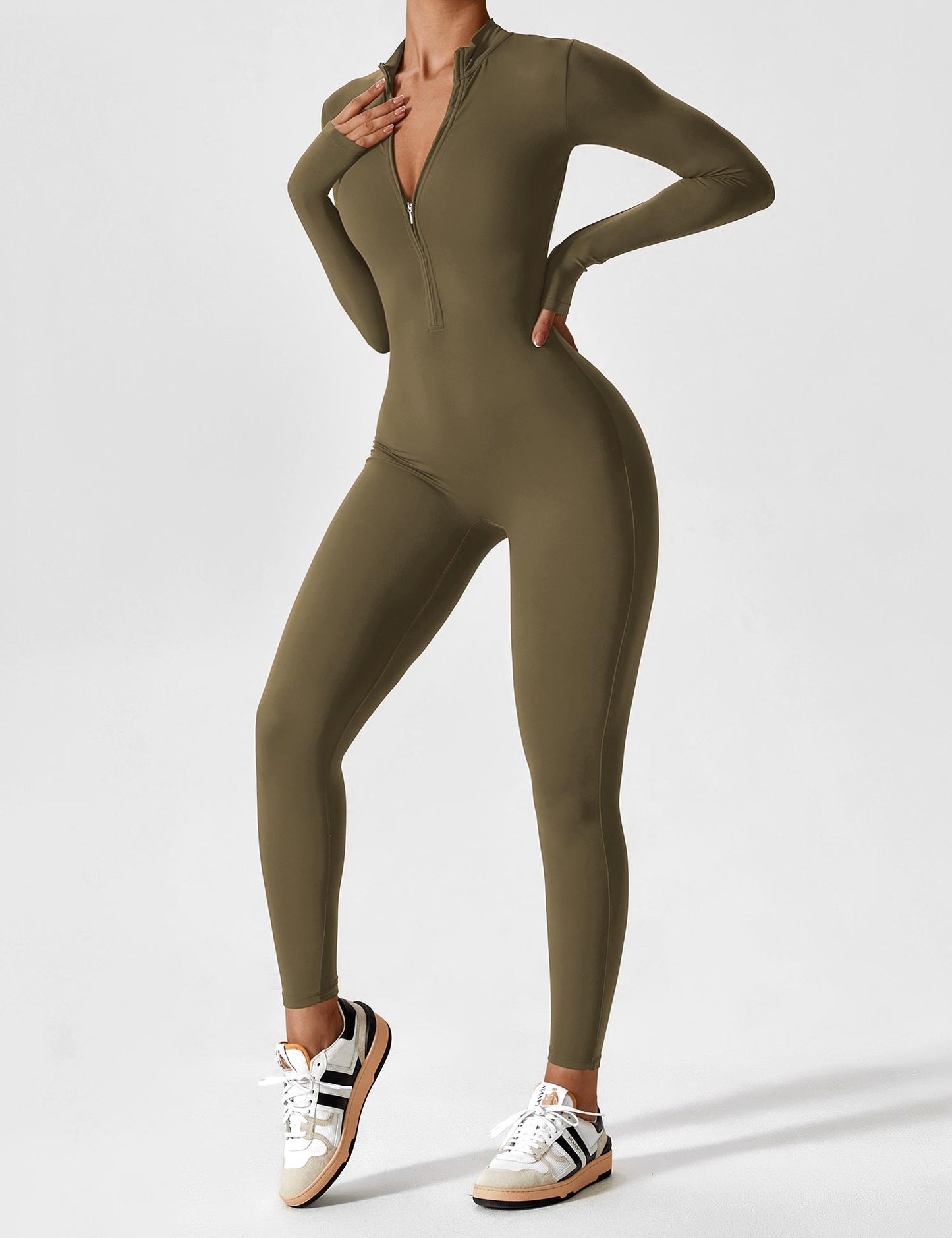 Yeoreo Long Sleeve Zipper Jumpsuit