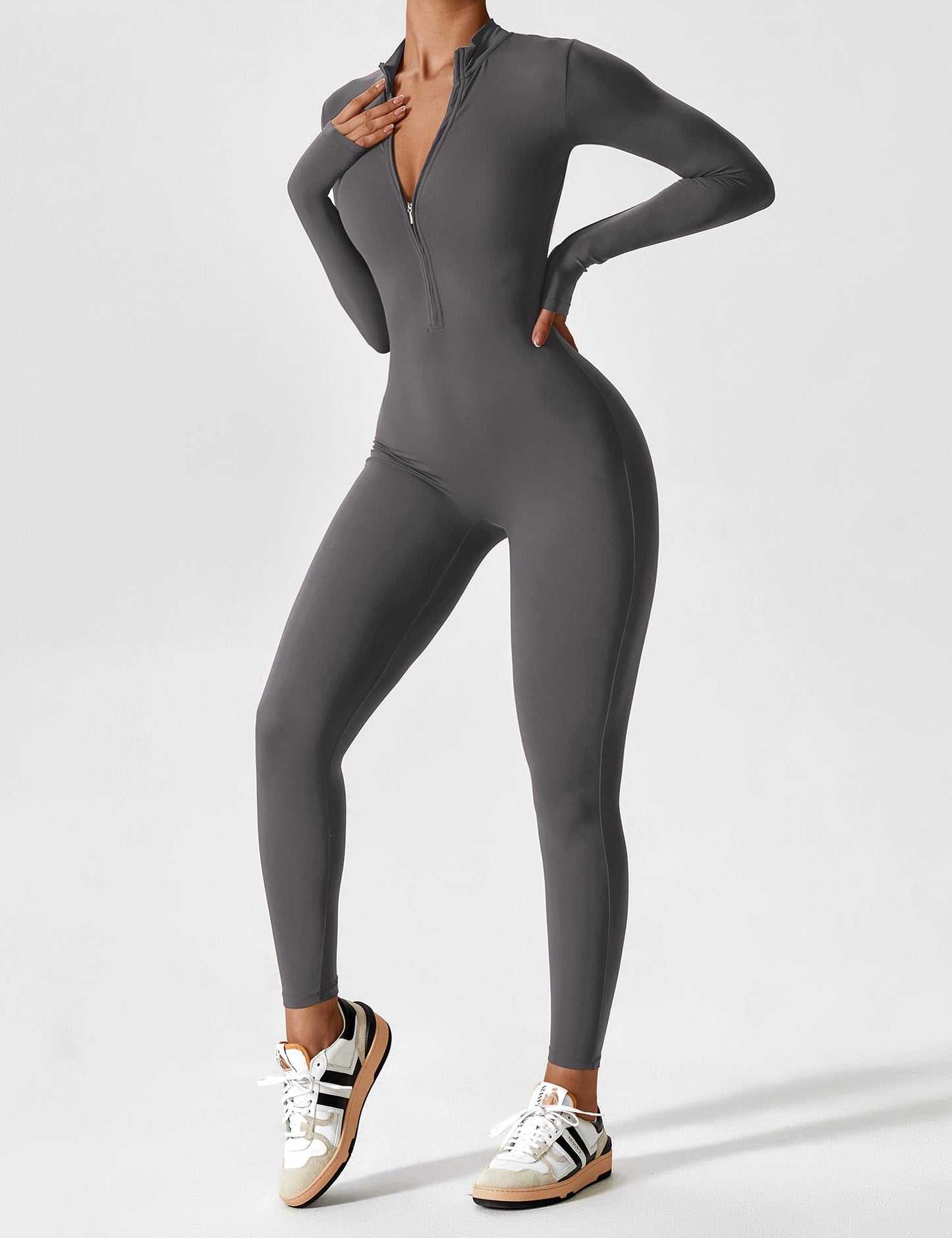 Yeoreo Long Sleeve Zipper Jumpsuit