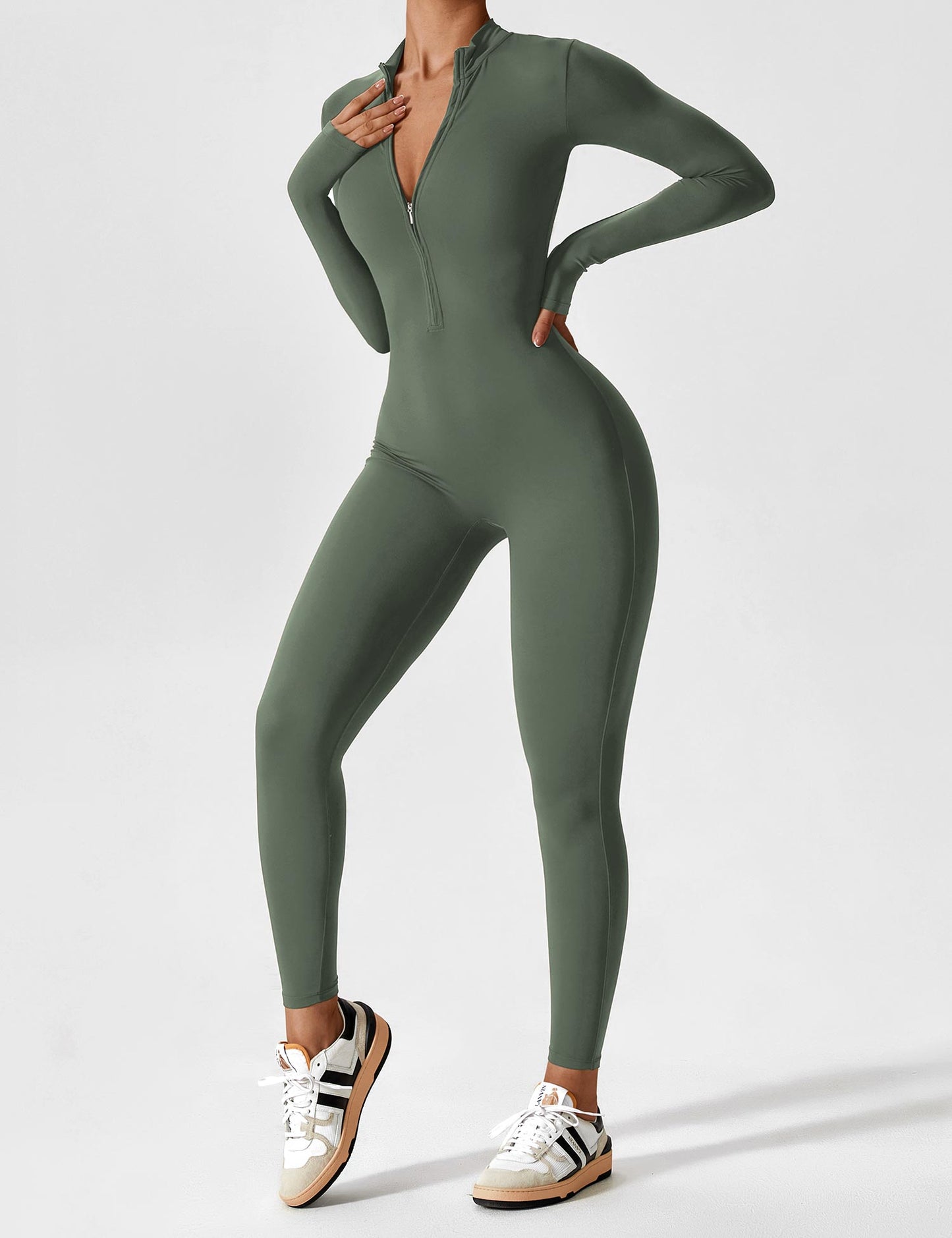 Yeoreo Long Sleeve Zipper Jumpsuit