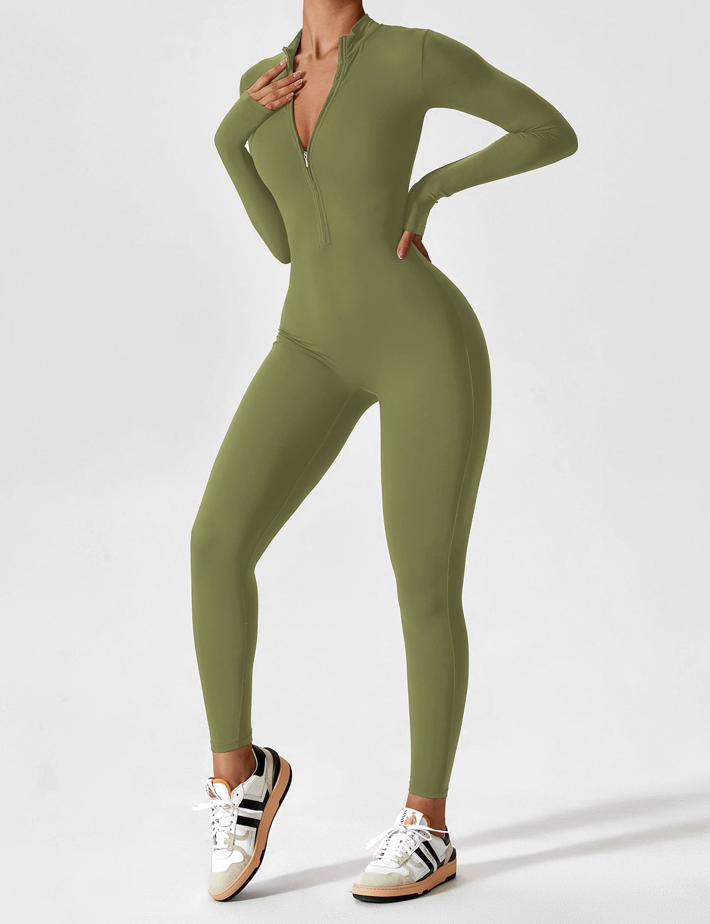 Yeoreo Long Sleeve Zipper Jumpsuit