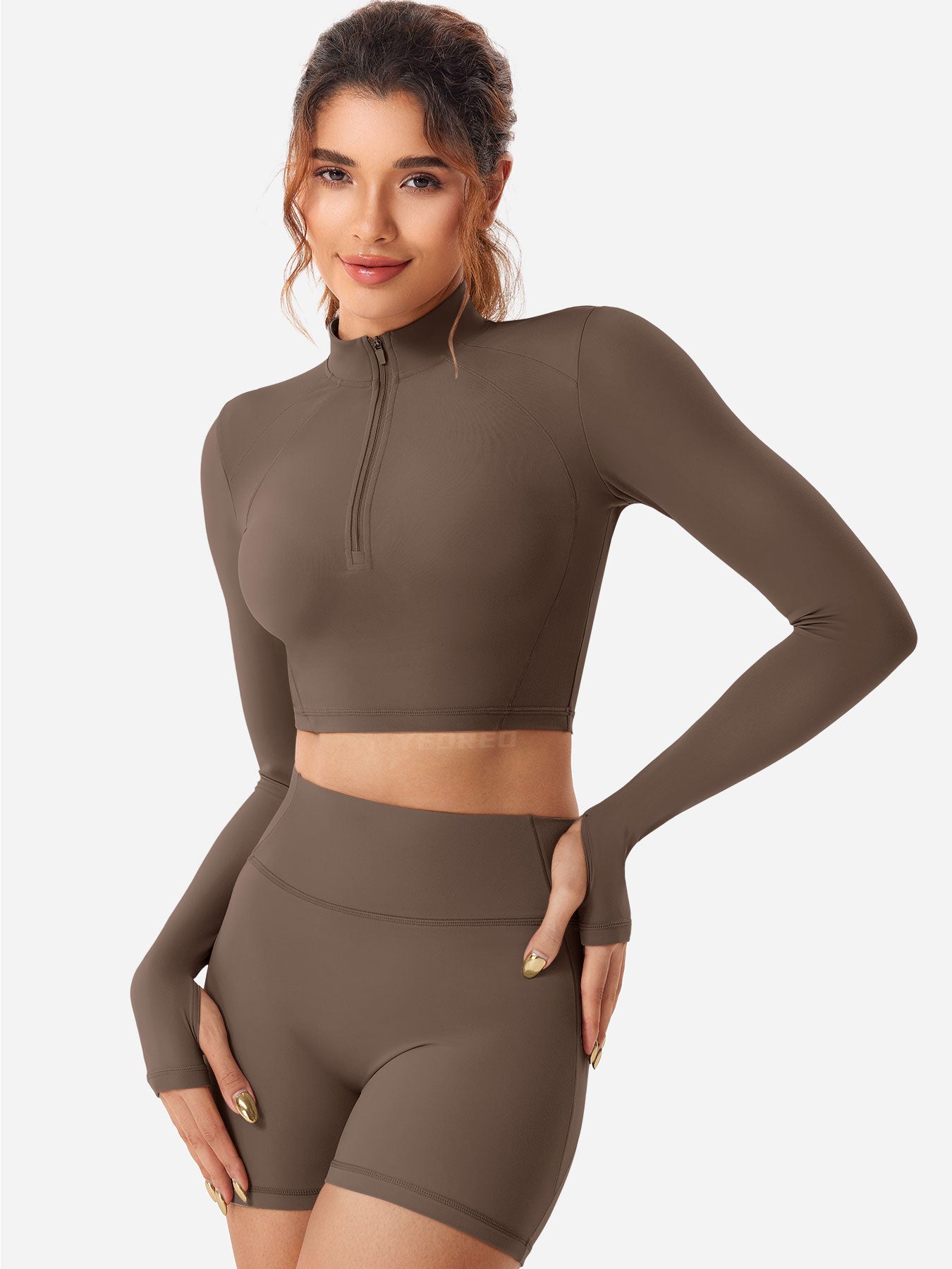 Yeoreo Clementine Zip Crop & Shorts Active Sets